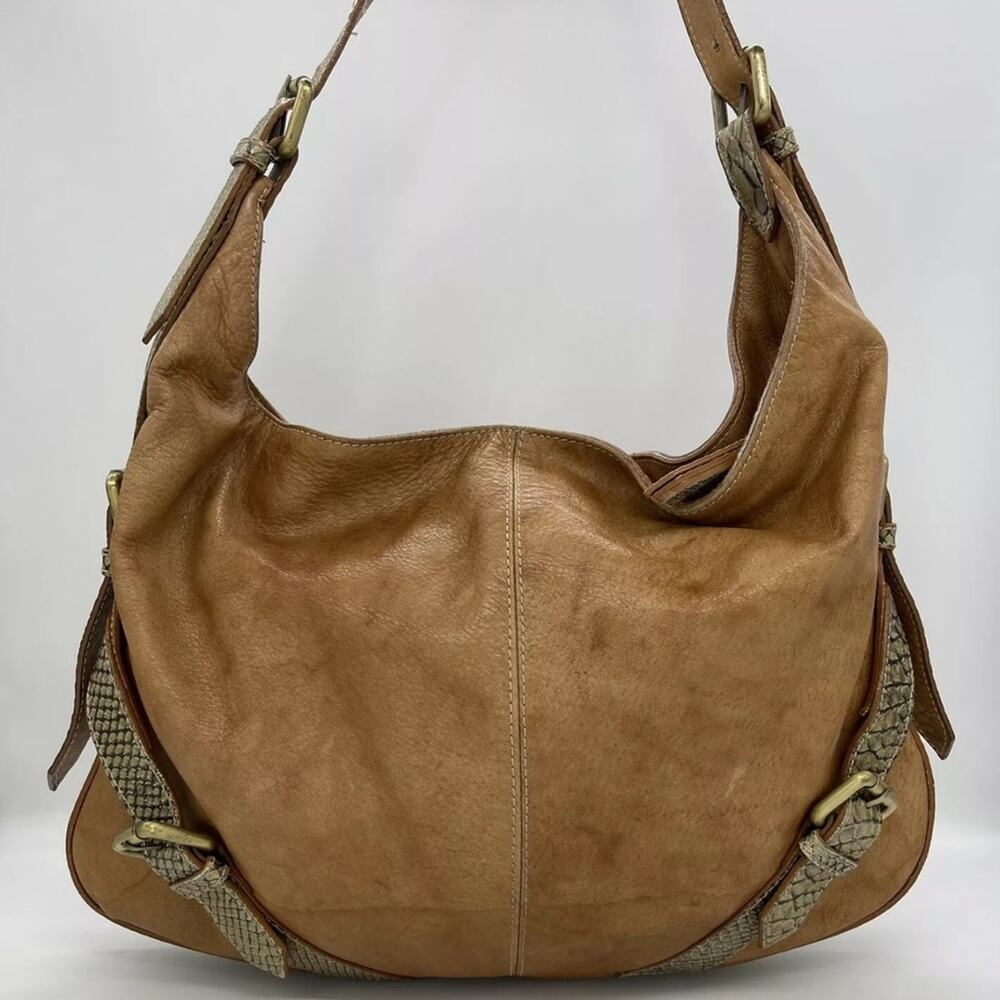 Brown Leather Pulicati Purse Made in Italy